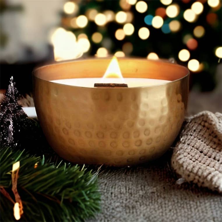 Juniper & Balsam Fir-Solid Brass 14oz Pure Soy Candle