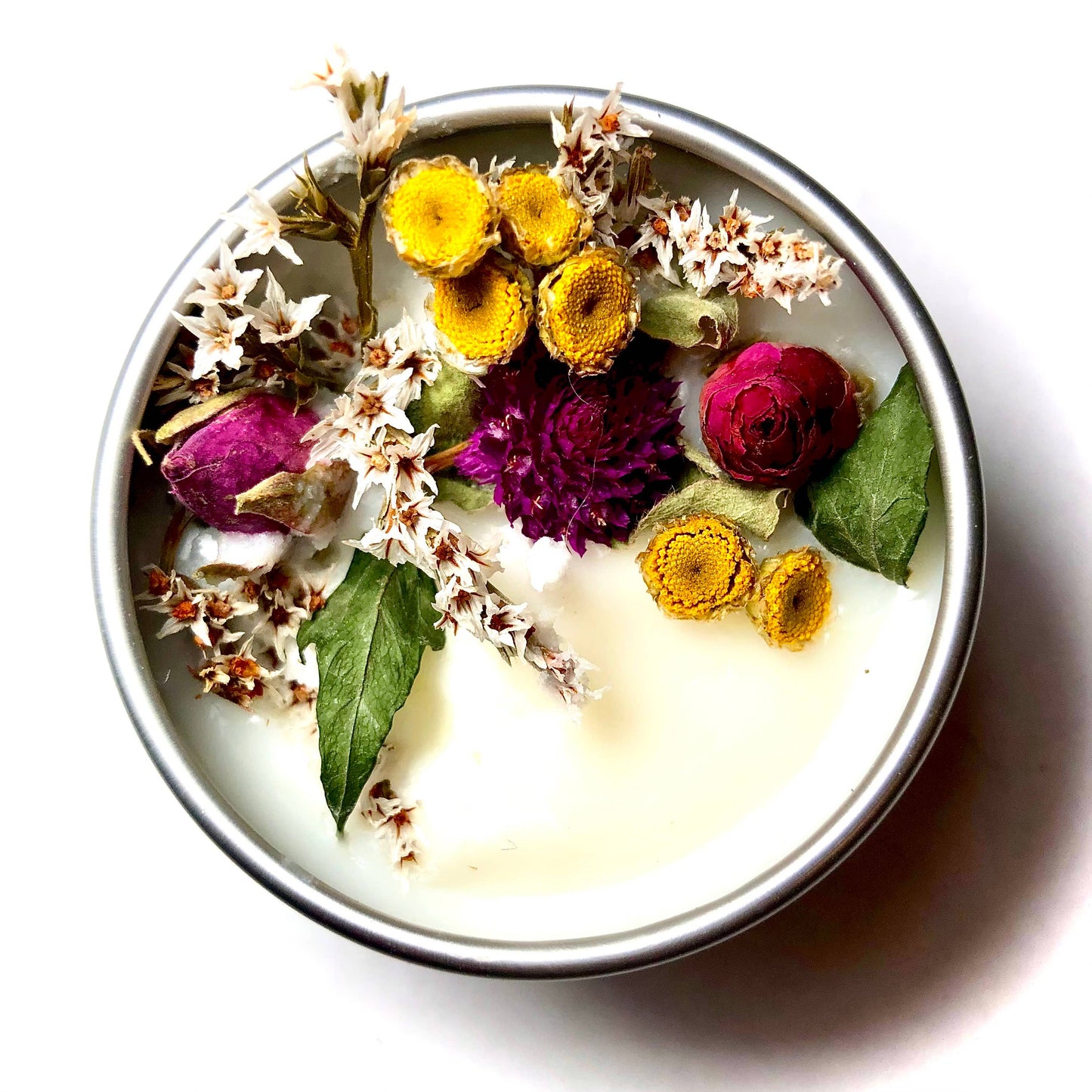 "Wildflowers" Botanical Soy Candle with flowers